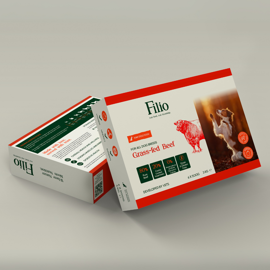 Filio Frozen Raw Dog Food Beef 18kg ( 6 x 3kg)